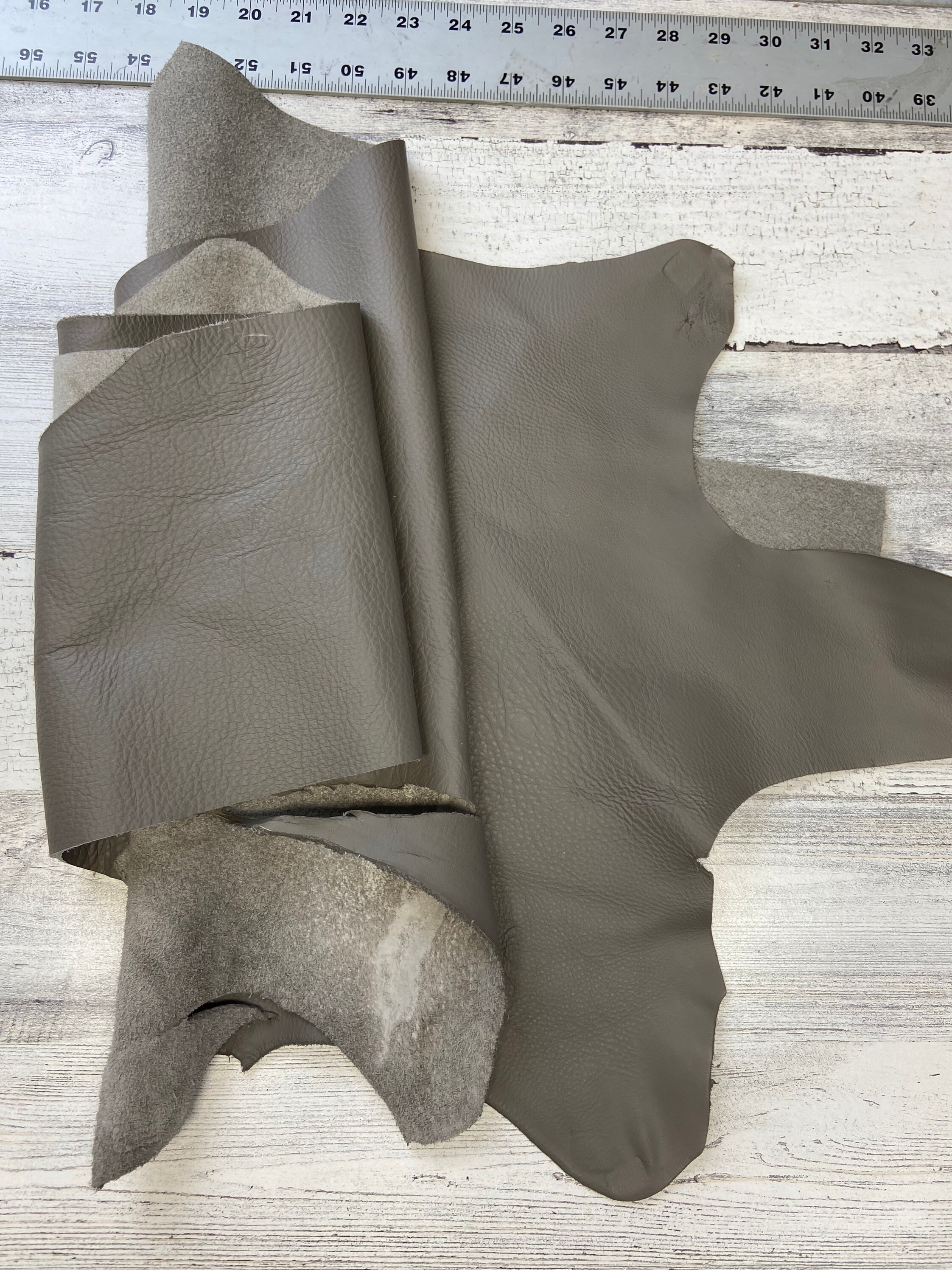 Gray Leather Scrap Soft Leather Cow Hide Good for Leather Etsy