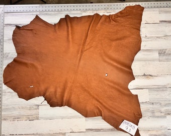 Deerskin, 9.3 Sqft, Deer Hide, Craft Grade Hide, 2-3 OZ, Deer Buckskin, Brown Color, Made In The USA, #D438DK-B.