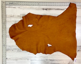 Deerskin, 6.0 Sqft, Deer Hide, Craft Grade Hide, 3-4 oz, Deer Buckskin, Tobacco Brown Color, Made In The USA, #DSUN09TA-M