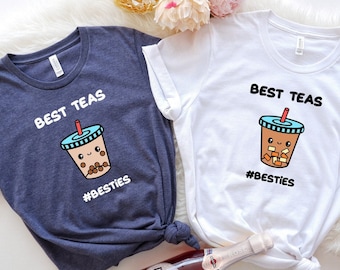 Camicia Best Teas, T-Shirt Besties, T-Shirt Boba Friend, Bubble Tea Best Friends Shirt, Boba Tea Couple Shirt, Boba Tea Matching Tee