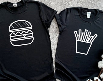 Burger And Fries Shirts, Couple Shirts, Matching Couple T-Shirt, Couple Tees, Matching Gift Set For Her For Him, Valentiens TShirt