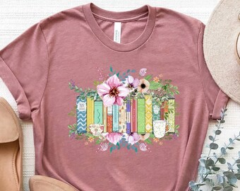 Floral Book Shirt, Flowers Book T-Shirt, Book Lover Shirt, Cute Book Shirt, Funny Book Tee, Bookworm Shirts, Librarian Shirt, Book Gifts