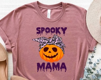 Spooky Mama Pumpkin Shirt, Pumpkin Season T-Shirt, Cute Halloween T-Shirt, Pumpkin Fall Shirt, Funny Spooky Mama Tee, Halloween Gift For Mom