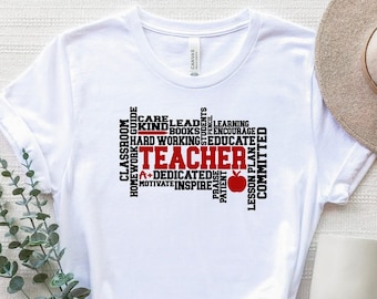 Teacher Appreciation Shirt, Teacher Words Art T-Shirt, Gift For Teacher, Teacher Life Shirt, Funny Teacher Tee, Teaching T-Shirt