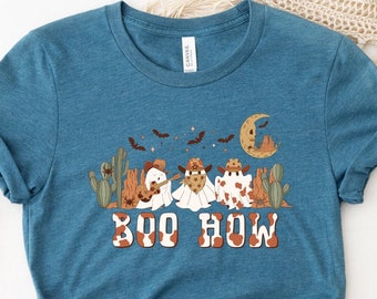 Camisa Boo Haw, camisas de temporada espeluznante, camiseta Boo Haw, camisa fantasma de Halloween, camiseta de fantasmas occidentales, camisa de fantasma Howdy, camiseta espeluznante divertida