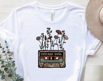 Vintage Soul Floral Cassette Tape Shirt, Vintage Soul TShirt, Cute Shirt For Women, Country Vintage Shirt, Antiquing Shirt, Vintage Band Tee