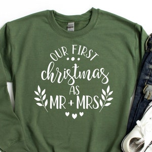 Our First Christmas As Mr And Mrs Sweatshirt, Married Couple Christmas Hoodie, Christmas Gift Sweater, Matching Christmas Hoodie Sweatshirt