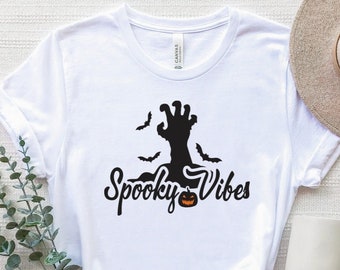 Camisa Spooky Vibes, camiseta Spooky Vibes, camisa de regalos de Halloween, camisa de horror zombie, camiseta de Halloween Zombie, camisa de Ghouls, camisa fantasma