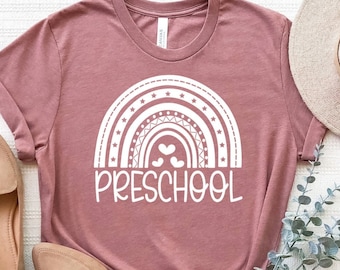 Preschool Rainbow Shirt, Preschool T-Shirt, Pre-K Tee Gift, Hello School Shirts, School Shirt, Kindergarten Shirt, Back to School Shirt