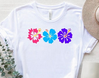Hawaiian Flowers Shirt, Hibiscus Flower Shirt, Floral Beach Shirt, Summer Tee, Tropical Shirt, Hawaii Beach T-Shirt, Aloha Shirt, Aloha Tee