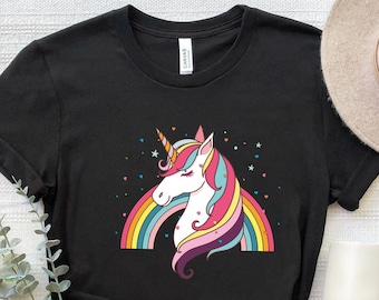 Niedliches Regenbogen Einhorn Shirt, Einhorn Shirts, Einhorn Geburtstag T-Shirt, Einhorn Liebhaber Mädchen T-Shirt, Mädchen Geburtstag Shirt, Einhorn Party Shirt Geschenk