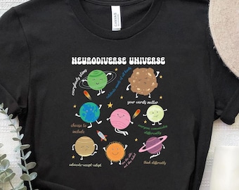 Maglietta Universo Neurodiverso, Maglietta Autismo, Maglietta Neurodiversità Spaziale, Maglietta Insegnante Sped, Maglietta Autismo Retro, Maglietta Insegnante Autismo