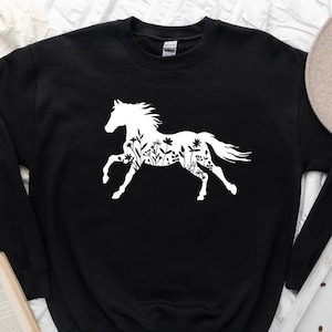 Floral Horse Sweater, Flowers Horse Sweatshirt, Horse Lover Rider Gift Sweater, Horse Hoodie, Country Girl Shirt, Farmer Sweater, Horse Tee