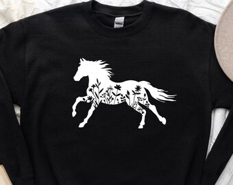 Pull Floral Cheval, Fleurs Sweat-shirt Horse, Horse Lover Rider Gift Sweater, Horse Hoodie, Country Girl Shirt, Farmer Sweater, Horse Tee