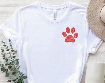 Glitter Dog Paw Shirt, Paw Print Shirt, Paw Love T-Shirt, Dog Lover Shirt, Dog Mom Shirt, Dog Mama Tee, Cute Dog Paw Tee, Dog Mom Gift