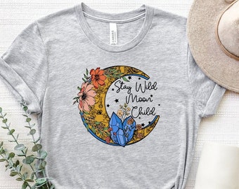 Stay Wild Moon Child Boho Floral Shirt, Floral Moon T-Shirt, Moon Child Tee, Boho Moon T-Shirt, Vintage Moon Tee, Stay Wild Moon Tee