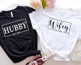 Hubby And Wifey Shirt, Wife and Husband Shirt, Couple Matching Shirt, Wifey Hubby Shirts, Honeymoon shirts, Newly Married Shirt