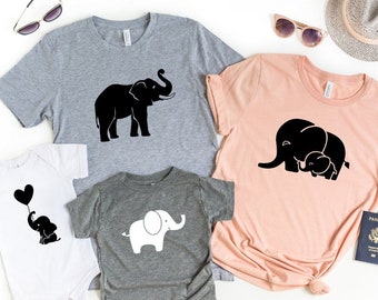 Elephant Family Matching Shirt, Elephant T-Shirt, Elephants Theme Birthday Party Shirt, Family Matching Tee, Cute Baby Mommy Elephant Shirt