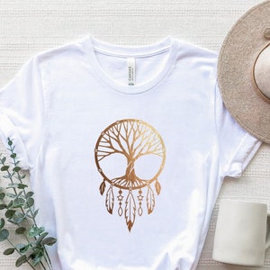 Life Of Tree Shirt, Celestial Tree T-Shirt, Dreamcatcher Shirt, Spiritual Tree Of Life Tee, Golden Mystical Tree Shirt, Mystic Tree Shirts