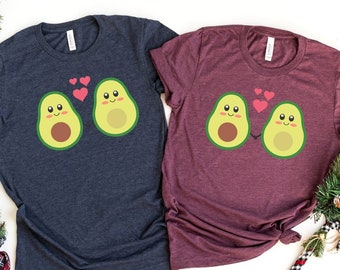 T-shirt Avocado Couple, Chemise Cute Avocado Love Heart, Chemise Couple Avocado Match, T-shirt Avocado Valentine, Chemises Cute Food Couple