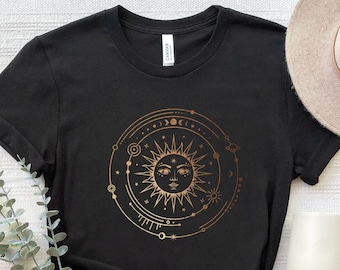 Mystical Sun Shirt, Magical Sun And Moon Shirt, Sun And Moon Phase T-Shirt, Spiritual Sun Moon Shirt, Spiritual Shirts, Celestial Sun Shirts