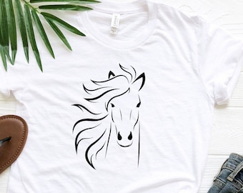 Camisa de cavalo, camisa de silhueta de cavalo, camiseta de cavalo, camiseta de amante de cavalo, presente de menina de cavalo, camiseta de amante de cavalo, presente de amante de cavalo, camiseta de cavalos de amor