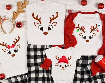 Camisa personalizada de Natal da família Rudolph, camisas de Natal de família combinando, camisas de grupo de renas de Natal, camiseta de festa de Natal de família