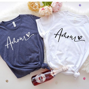 Amour Shirt, Matching Couple Shirt, Love T-Shirt, Valentines Day Shirt, Gift For Her, Heart Tee, Amour Love Shirt, Couple Tee, Wedding Tee