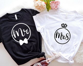 Mr And Mrs Shirts, Bride and Groom Shirt, Wife and Husband Shirt, Custom Couple Date Shirt, Newly Married Tee, Custom Marriage Shirt,
