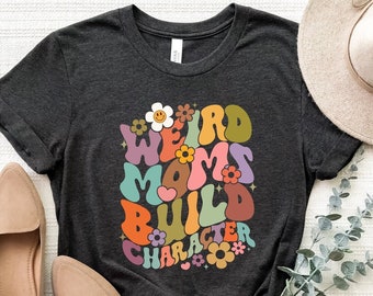 Camisa de personagem de construção de mães estranhas, camiseta de mãe estranha, camisa de mãe engraçada, camisa de presente de dia das mães, camisa de mãe bacana, camiseta floral de presente de dia das mães