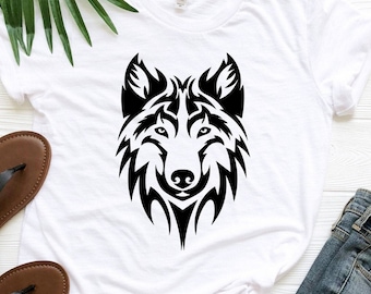 Wolf Face Shirt, Howling Wolf Shirt, Lone Wolf T-Shirt, Wolf Spirit Animal Shirt, Mountain Wolf Lover Shirt, Floral Wolf Shirt