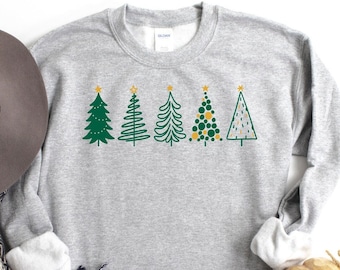Christmas Pine Trees Sweatshirt, Pine Trees Hoodie, Christmas Sweatshirt For Women, Christmas Hoodie, Cute Xmas Trees Sweater, Xmas Shirts