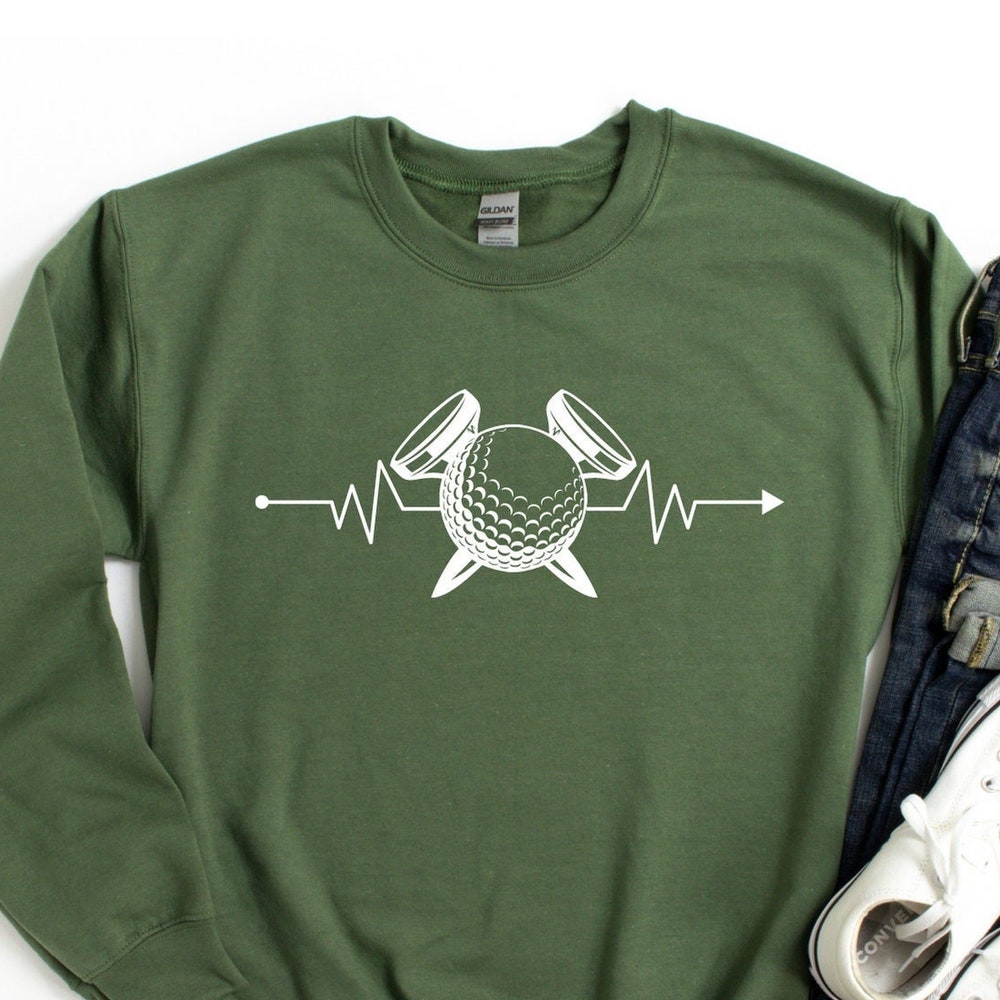 Golf Tournament Heartbeat Sweatshirt, Golf Masters Sweater, Golf Lover Dad Hoodie, Golf Gifts Shirt, Golf Masters Club Party Sweatshirt Peckshirt Style