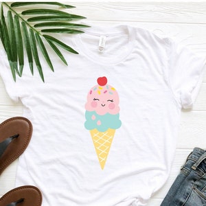 Ice Cream Shirt, Kawaii Ice Cream Shirt, Cute Ice Cream T-Shirt, Ice Cream Summer Tee, Summer Shirt, Beach Shirt, Ice Cream Lover Shirt