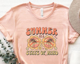 Summer State Of Mind Shirt, Summer State Of Mind Tee, Inspirational Summer Shirt, Summer Vibes T-Shirt, Beach Life Shirt, Retro Summer Shirt