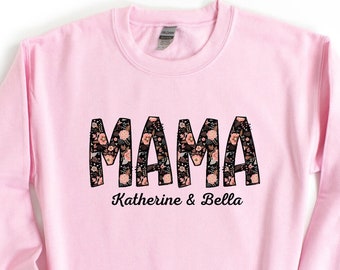 Personalized Kids Names Mama Sweatshirt, Floral Mama Childs Names Sweater, Gift For Mom, Custom Kids Name Sweater, Mothers Day Gift Hoodie