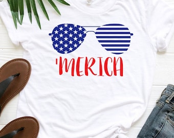 Merica Shirt, 4 juli shirt, 4 juli, Amerika Bril Shirt, 4 juli Bril Shirt, Merica Unisex Shirt, 4 juli Vrouwen Shirt