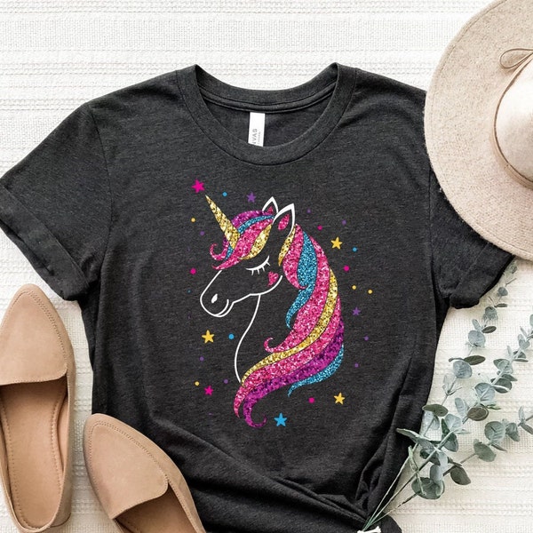 Glitter Unicorn Shirt, Unicorn Birthday T-Shirt. Unicorn Girl Tee, Girls Birthday Gift, Birthday Shirt Girl, Cute Unicorn Shirt, Magical Tee