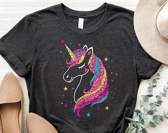 Glitter Unicorn Shirt, Unicorn Birthday T-Shirt. Unicorn Girl Tee, Girls Birthday Gift, Birthday Shirt Girl, Cute Unicorn Shirt, Magical Tee