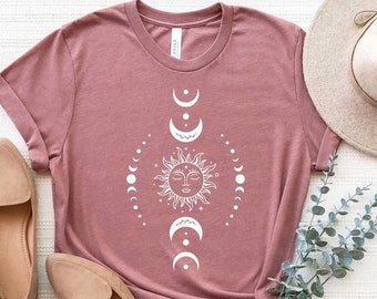Sun And Moon Stars Shirt, Celestial Shirt, Astrology Shirt, Moon Bohemian Shirt, Boho Sun Moon T-Shirt, Mystical Tee, Spiritual Shirt