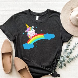 Rainbow Unicorn Shirt, Unicorn Girl&#39;s Birthday T-Shirt, Unicorn Rainbow Tee, Girls Birthday Gift, Unicorn Party Shirts, Cute Unicorn Shirt