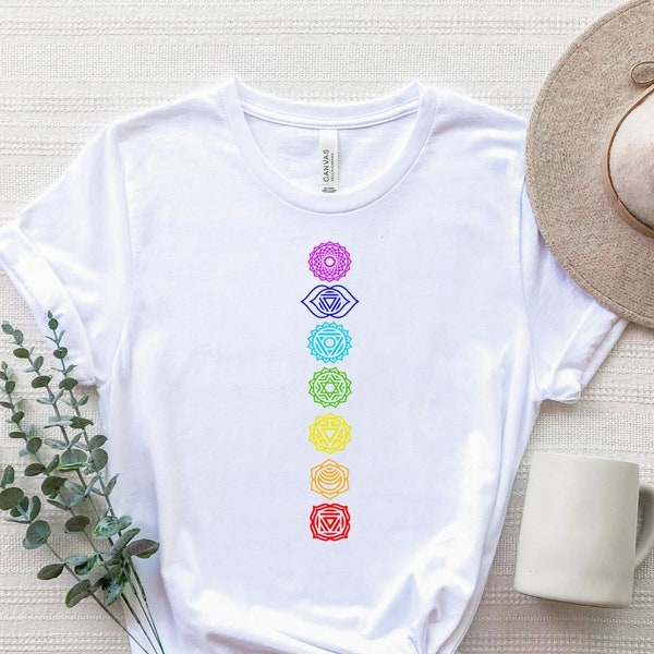 Floral Chakras Shirt, Chakra Symbols Shirt, 7 Chakras Shirt, Seven Chakras T-Shirt, Meditation Shirt, Yoga Gift Shirt, Inspirational Shirt