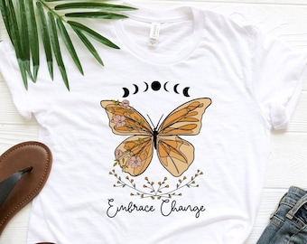 Mystic Celestial Butterfly Moon Phase Shirt, Moon Goddess Shirt, Mystical Moon T-Shirt, Spiritual Shirt, Cosmos Shirt, Vintage Astrology Tee