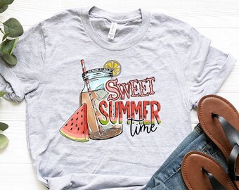 Camicia anguria Sweet Summer Time, T-shirt estiva distressed, camicia estiva per le vacanze, maglietta in modalità spiaggia, maglietta Summer Sayings, camicia Beach Life