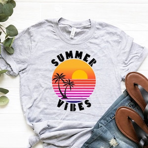 Summer Vibes Palm Trees Sunset Shirt, Sunset T-Shirt, Summer Time Tee, Palm Tree T-Shirt, Sunset Shirt, Summer Beach Shirt, Vacation Shirt