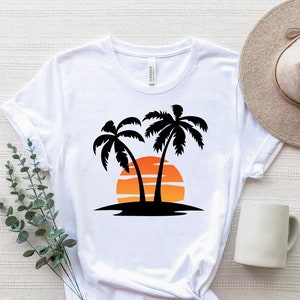 Camisa retro tropical Sunset, camisa Sunset And Palms, camiseta Palm Tree, camisa Palm Beach, camiseta Sunset Beach, camisa verano, camiseta nature