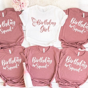 Birthday Butterfly Group Party Shirts, Birthday Party Group Shirts, Birthday Girl T-Shirts, Birthday Crew Tee, Birthday Squad Gift