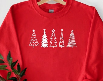 Sudadera de árboles de Navidad, sudadera de pino personalizada, suéter de vacaciones para mujeres, suéter de Navidad, sudadera de vacaciones, camisa de pino