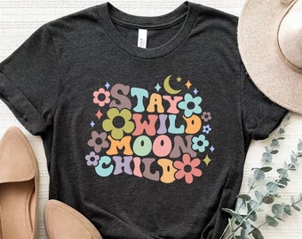 Camiseta Stay Wild Moon Child, camiseta Stay Wild Moon Child, camiseta Moon Child, camiseta Retro Moon, camiseta Boho Moon Sun Stars, camiseta Cute Moon