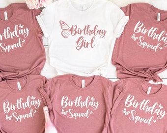 Verjaardag Butterfly Groep Party Shirts, Verjaardagsfeest groep shirts, Verjaardag Meisje T-shirts, Verjaardag Crew Tee, Verjaardag Squad Gift